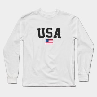 USA Flag American Flag Black Long Sleeve T-Shirt